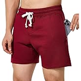 lammaige Mens 5 Inch Sweat Shorts Zipper Pockets Cotton Gym Shorts with Elastic Waist for Athletic Workout Lounge Casual