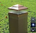4 Pack Plastic Copper 5x5 inches Outdoor 5 LED 78Lumens Solar Post Cap Light (Designed to fit on 5x5 Hollow Vinyl/PVC/Plastic or Solid Wood/Composite Posts)