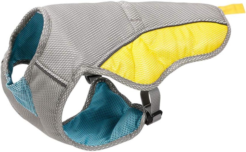 Dinfoger Dog Cold Vest Summer Breathable Pet Heatstroke Cooling Suit Cool Clothes Jacket for Dogs Bulldog Pets Love Gray Yellow