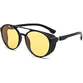 FEISEDY Classic Steampunk Sunglasses for Men Women Retro Round Gothic Shades Eyewear UV400 Protection B2957