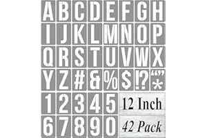 REOLAN 12 Inch Alphabet Letter Stencils for Painting - 42 Pack Letter and Number Stencil Templates with Signs for Painting on Wood, Reusable Numbers and Letters Stencils for Chalkboard Wood Signs & Wall Art