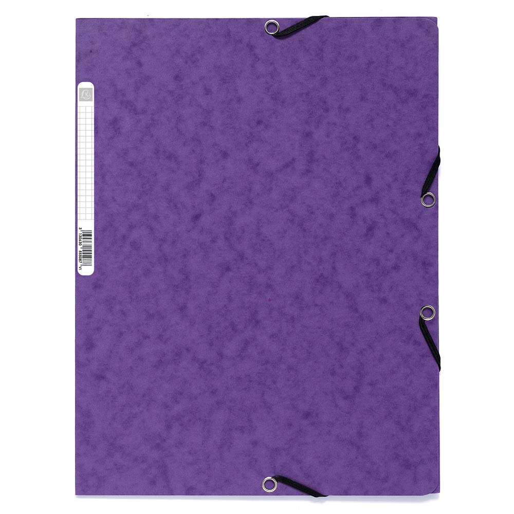 Exacompta - Ref. 55510E - 1 folder with elastic bands - pocket with 3 flaps - in 400 g/m2 glossy card - dimensions 24 x 32 cm for A4 format documents - 10 random colors