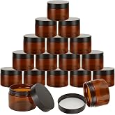 LDHHYH 50 Pack 4oz Amber Plastic Cosmetic Jars with Lids, Refillable Amber Plastics Jar, Empty Leak Proof Plastic Containers with Lids for Cream, Lotion, Cosmetic, Beauty Products Travel Storage