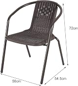 DKIEI 4 Pcs Outdoor Brown Wicker Rattan Bistro Chairs Metal Frame 72x56x54.5cm view 2