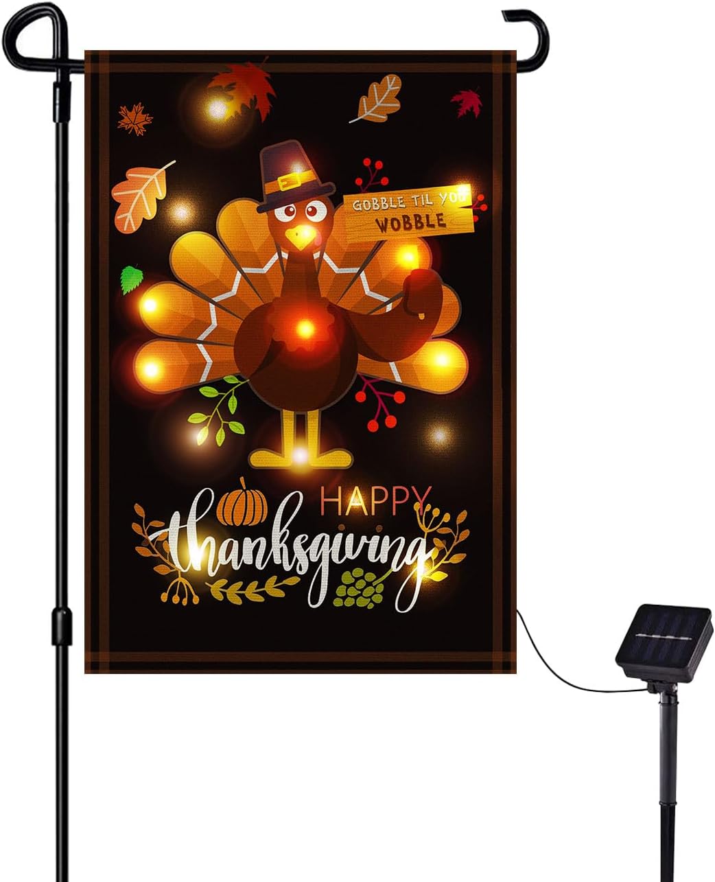 Flags - Thanksgiving Garden 8 Lighting Modes LED Flag Thanksgiving Flag,Happy Thanksgiving Flags 12 x 18 Inch LED Thanksgiving House Flag Double-Sided 2 Layer Thanksgiving Turkey House Flag For Thanksgiving Decoration
