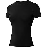 RIKUAOU Women's Compression Shirt Short Sleeve, Quick Dry Workout Tops Athletic T-Shirts Gym Yoga Running Sports Base Layer