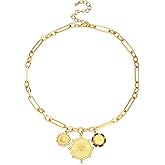 BONJOULRY Chunky Gold Necklace for Women, 18K Waterproof Heart Necklace Statement Necklace Gold Charm Necklace Chunky Jewelry Paperclip Chain Choker Gift for Women