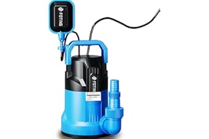 FOTING 4900GPH Sump Pump Automatic & Maunal,Drian Up to 0.04",with Float Switch,Big Flow Clean & Dirty 1/2HP Submersible Water Pump,10FT Electric Utility Pump for Pool Draining Hot Tub Garden Basement