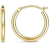 Jstyle 14K Solid Gold Hoop Earrings Post, No Tarnish 14K Gold Filled Hoop Earrings Lightweight, Hypoallergenic Earring for Sensitive Ears 12/14/16/20/25mm Comfort Fit Hoops Ideal Gift for Women