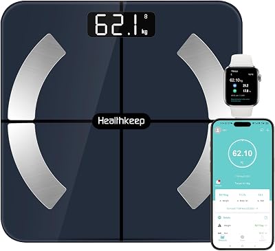Healthkeep Body Fat Scale with App 13 Metrics Bluetooth 180kg Blue