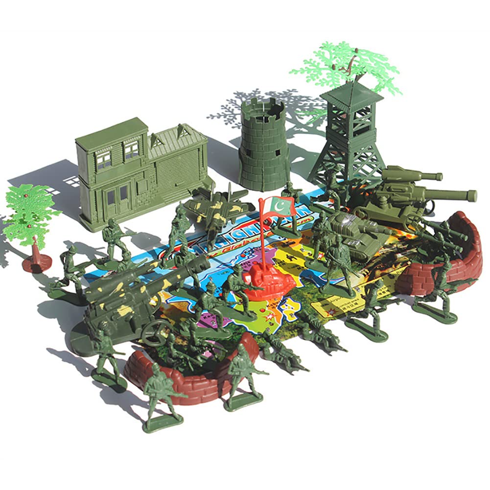 LICHENGTAI Military Playset - 37 Pcs Army Soldiers Toy Figures Set, Mini Plastic Model for Kids Boys