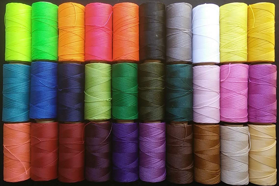 Linhasita 30 spools 1mm Waxed Thread 30 Colors for Macrame micromacrame Sewing Leather Bookbinding