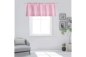 DECOVSUN Baby Pink Valance for Windows 60x18 Inch Solid Thermal Insulated Blackout Rod Pocket Kitchen Short Curtain Toppers Valance for Bathroom Living Room 1 Panel