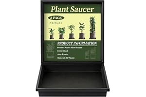 NATSUKY Square Plant Saucer 8 Inch 2 Pack, 8 10 12 14 Inch Plant Trays for Indoors Heavy Duty Plastic Flower Plants Saucers for Pots Outdoors No Holes Drip