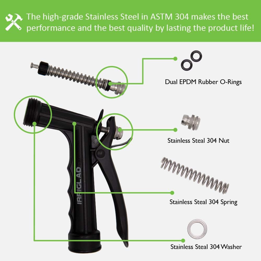IRRIGLAD Hose Nozzles with More Durable 304 Stainless Steel Flexible 1PC : Garden & Outdoor