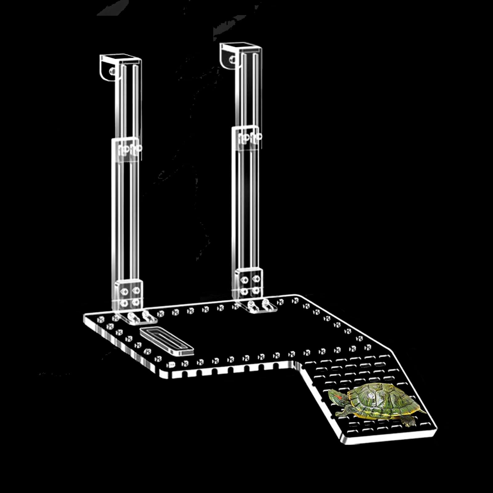 QeeHeng Turtle Basking Platform, Acrylic Tortoise Basking Platform Super Light Transmission Tortoise Habitat with Climbing Shelf Turtle Tank Accessories for Small Aquatic Reptile (Extra Large)