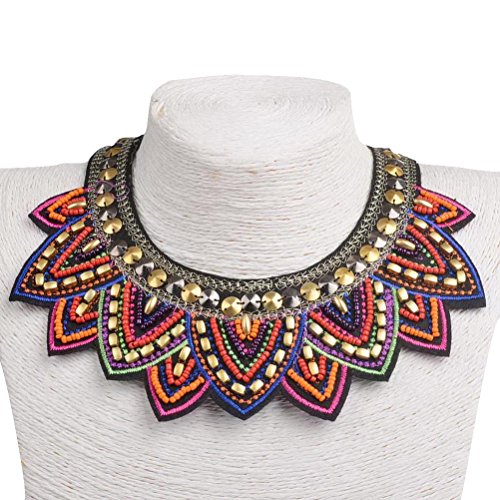 Fabric Colorful Bohemian Acrylic Beads Choker Statement Collar Necklace Colorful