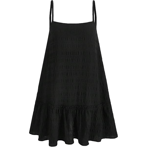 SOLY HUX Women's Plus Size Ruffle Hem Cami Dress - Spaghetti Strap Loose Summer Mini