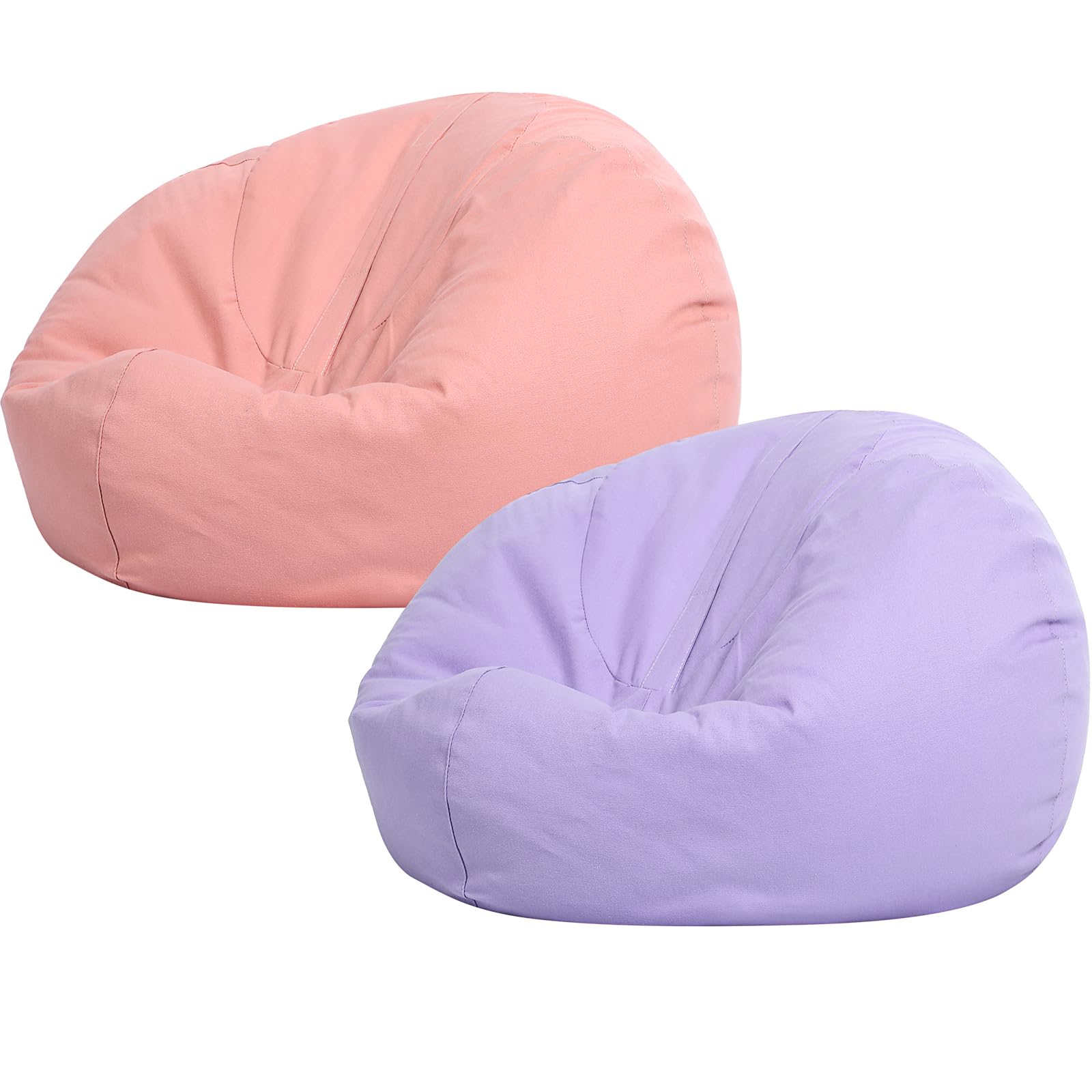 Photo 1 of Sliner 2 Pcs Stuffed Animal Storage Bean Bag Chair Cover for Kids Adults (no Filler) Large Stuffable Zipper Beanbag Cover for Organizing Plush Toys or Memory Foam(Pink and Purple, Small)
