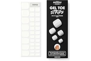 MOYOU LONDON Semi Cured Gel Nail Strips, 32 Pc. Gel Wraps for Nails, Easy Apply & Remove for Salon-Quality Pedicure - Snow White
