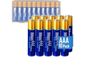 Max 10 Pack Alkaline Batteries AAA 10-Year Shelf Life