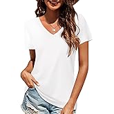 Elesomo Long Sleeve Shirts for Women Cotton Tshirts V Neck Spring Tops Basic Tee