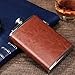 GDLF Men Hip Flask, Stainless Steel Flask, Brown Leather Pocket Drinking Flask for Storing Whiskey Alcohol Liquor, 8 oz