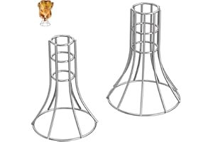 AJINTEBY Vertical Chicken Holder Turkey Rack, Chicken & Turkey Roasting Rack for Smoker and Grill, Chicken Roasting Stand for Whole Chicken Roaster, Beer Can Chicken Holder, Turkey Rack for Fry Pot, 2 Pcs