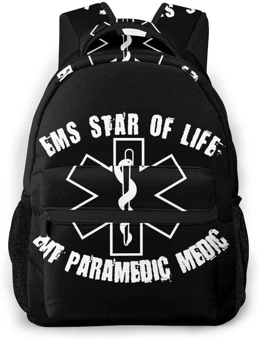 EMS Star of Life EMT Paramedic Medic 3D Print Unisex Fashion Backpack School Bag Rucksack Black Packsack