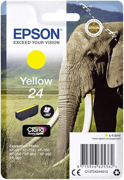 Epson 24 Yellow Elephant T2424 Claria Photo HD Ink Cartridge for XP-750