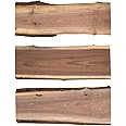 WALRUS OIL - Real Live Edge Rustic Walnut Wood Slabs, 18" Long x 5-8" Wide x 7/8" Thick (3-Pack)