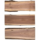 Walrus Oil - Real Live Edge Rustic Walnut Wood Slabs, 18" Long x 5-6" Wide x 7/8" Thick (3-Pack)