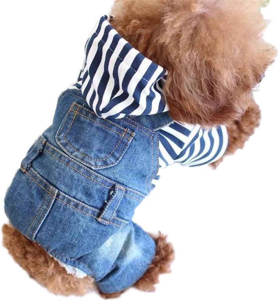 HOLADON Pet Clothes Dog Jeans Jacket Knit Hooded Short Denim Coat Small Medium Dogs or Cats Vintage Vest Classic Puppy Hoodies