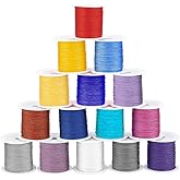PH PandaHall 738 Yard Nylon Cord 0.4mm Bracelet String Beading Thread Chinese Knotting Cord Nylon String Macrame Thread for Necklace Bracelet Beading Tassel Kumihimo Macrame Sewing, 15 Colors