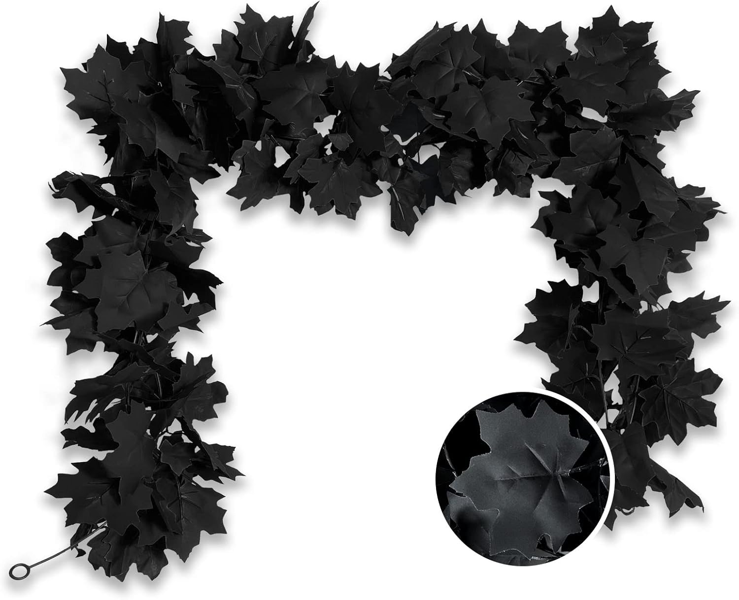 Wreaths, Garlands & Swags - Black Leaves Garland Fall Decor for Home 2 Pack Halloween Black Maple Leaf Black Garlands for Decor Home Fall Garland Outdoor Thanksgiving Dinner Party Halloween Garden Decor