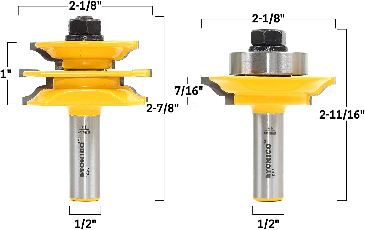 Yonico Glass Cabinet Door Rail and Stile Router Bits 2 Bit Ogee 1/2-Inch Shank 12234, 1/2 Inch - Image 3
