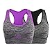 NINE BULL Women's Padded Strappy Activewear Workout Clothes Sport Bra Yoga Black and Purple Medium