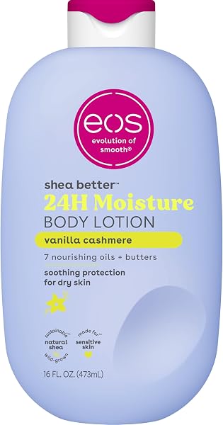 eos Shea Better Body Lotion Vanilla Cashmere, 24-Hour Moisture Skin Care, Lightweight & Non-Greasy, Natural Shea, Vegan, Vani