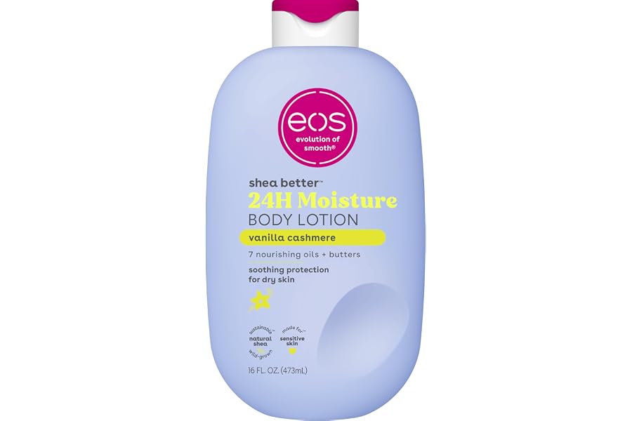 eos Shea Better Body Lotion Vanilla Cashmere, 24-Hour Moisture Skin Care, Lightweight & Non-Greasy, Natural Shea, Vegan, Vani