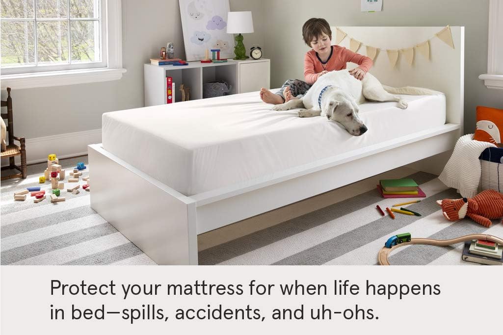 Tuft & Needle King Mattress Protector - Waterproof - Liquid-Proof - Quiet - Protects Against Dust Mites and Allergens - Fitted Sheet Style - Vinyl Free, White: Kitchen & Dining