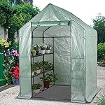 Yaheetech 56x56x77'' Waterproof PE Garden Greenhouse Plant House Walk in Shed 8 Shelf Anchors With Window