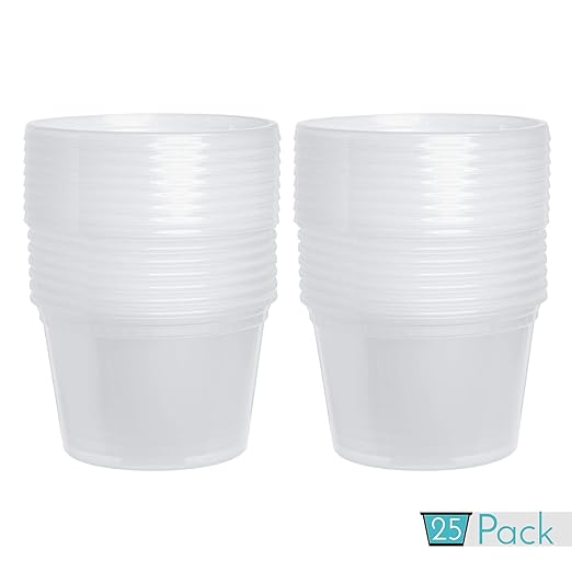 Paquete de 25 recipientes de plástico para alimentos con tapas, 16 ...