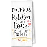 SkipTiger Best Mimi Gifts Kitchen Towels, Mother's Day Birthday Gifts for Grandma Mom Dish Tea Towels for Kitchen, Mimi Grandma Mother Gift from Daughter Son Decorative Hand Towels, 16x24 Inch