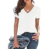 Imily Bela Womens V Neck T Shirts Lightweight Short Sleeve Tops Casual Basic Tees Trendy Summer Tshirt Loose Fit 2025