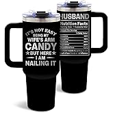 DUUV Gifts for Husband from Wife, Husband Tumbler with Handle 40 Oz, Christmas Thanksgiving Wedding Anniversary Appreciation Birthday Gifts for Husbands Men Him, 1PCS