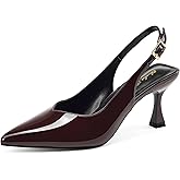 Elisabet Tang Women's Kitten Heel Slingback Low Pumps 3 Inches Stiletto Pointed Closed Toe Elegant Dressy Bridal Wedding Party Shoes