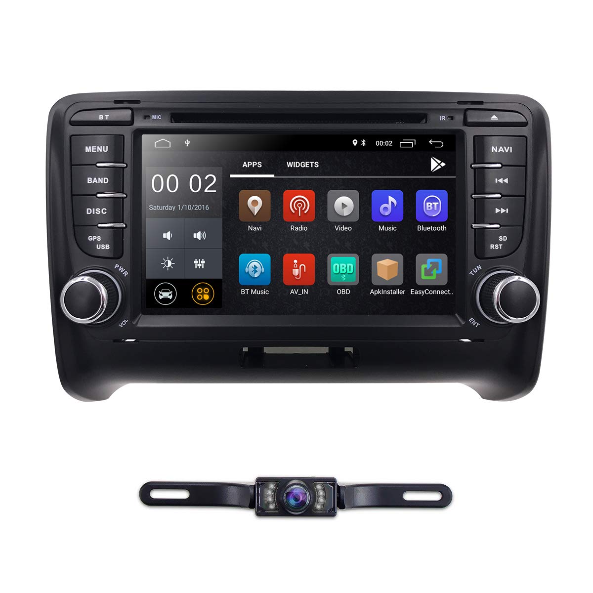 hizpo 7 Inch Android 8.1 Double Din Car Stereo Radio DVD Player for Audi TT MK2 2006-2014 Support Steering Wheel Control GPS Navigation Mirrorlink Bluetooth + Optional Digital TV DVR OBD2