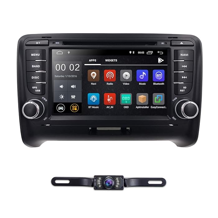 hizpo 7 Inch Android 8.1 Double Din Car Stereo Radio DVD Player for Audi TT MK2 2006-2014 Support Steering Wheel Control GPS Navigation Mirrorlink Bluetooth + Optional Digital TV DVR OBD2
