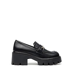 Women Loafers Platform Chunky Heel Slip On Lug Sole
