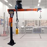 GRIPWAY new Folding Dismountable Household Jib Crane Truck - 1100lb Capacity 110V Electric Hoist, 880lb Pulling Force for Factories, Warehouses, Construction &amp; Building，Orange